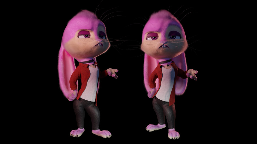 16:9 2020 3_toes 3d_(artwork) 4k absurd_res annoyed anthro barefoot black_background buckteeth claws clothed clothing countershade_feet countershading digital_media_(artwork) feet female floppy_ears frown fully_clothed fur half-closed_eyes head_tuft hi_res lagomorph leporid long_ears mammal narrowed_eyes nicolas_salenc pink_body pink_fur plantigrade purple_eyes rabbit riley_(scratch21) scratch21 simple_background sitting solo standing tan_body tan_fur teeth toes tuft widescreen