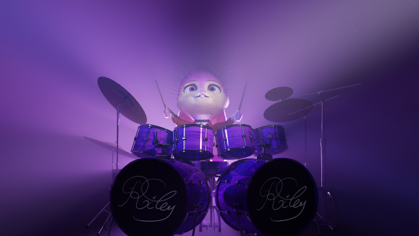 16:9 2020 3d_(artwork) 4k absurd_res anthro buckteeth clothed clothing digital_media_(artwork) drum drum_set drumming_stick female floppy_ears fully_clothed fur happy head_tuft hi_res lagomorph leporid long_ears mammal musical_instrument nicolas_salenc percussion_instrument percussion_mallet pink_body pink_fur purple_eyes rabbit riley_(scratch21) scratch21 sitting solo tan_body tan_fur teeth text tuft widescreen
