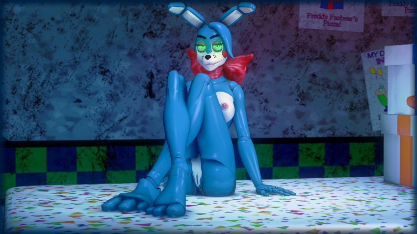 16:9 3d_(artwork) absurd_res alternate_form animatronic anthro anus barefoot big_breasts blue_body blue_hair bow_tie breasts crossgender digital_media_(artwork) erect_nipples falko3458 feet female fingers five_nights_at_freddy's five_nights_at_freddy's_2 genitals glowing glowing_eyes green_eyes hair hi_res lagomorph leporid long_ears looking_at_viewer machine mammal mtf_crossgender nipples nude pussy rabbit robot slim solo source_filmmaker toes toy_bonnie_(fnaf) video_games white_anus white_body white_breasts white_pussy widescreen