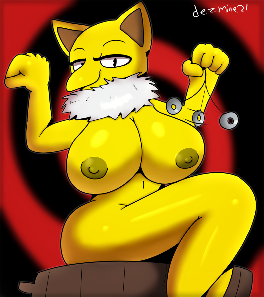 absurd_res anthro big_breasts breasts dezmine21 female fur half-closed_eyes hi_res huge_breasts hypno_(pok&eacute;mon) hypnosis mind_control narrowed_eyes nintendo pok&eacute;mon pok&eacute;mon_(species) simple_background solo video_games white_body white_fur yellow_body yellow_skin