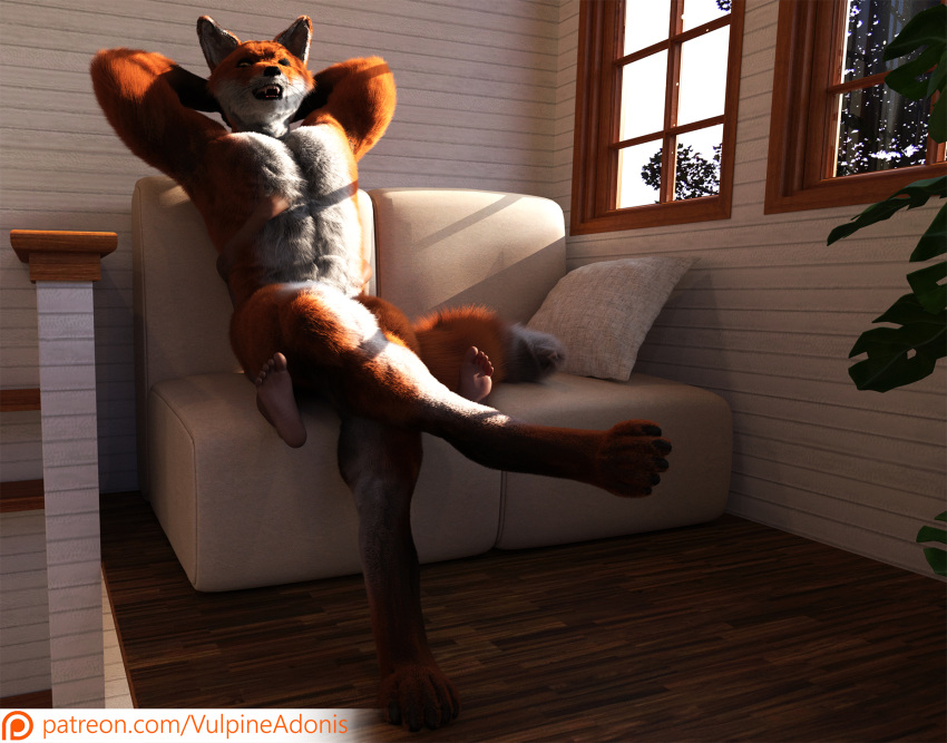 3d_(artwork) ambiguous_gender anthro canid canine daz difference digital_media_(artwork) dominant duo fox hi_res human male male/male mammal on sitting size smothering studio text url vulpineadonis weightplay