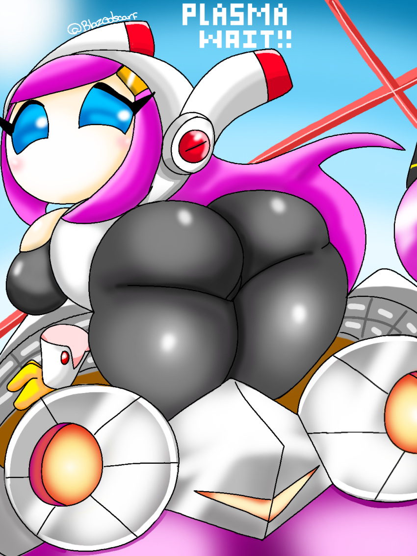 3:4 alien alien_humanoid big_breasts big_butt blazedscarf breasts butt clothing female hi_res humanoid kirby:_planet_robobot kirby_(series) machine nintendo not_furry rubber rubber_clothing rubber_suit solo susie_(kirby) thick_thighs video_games wide_hips