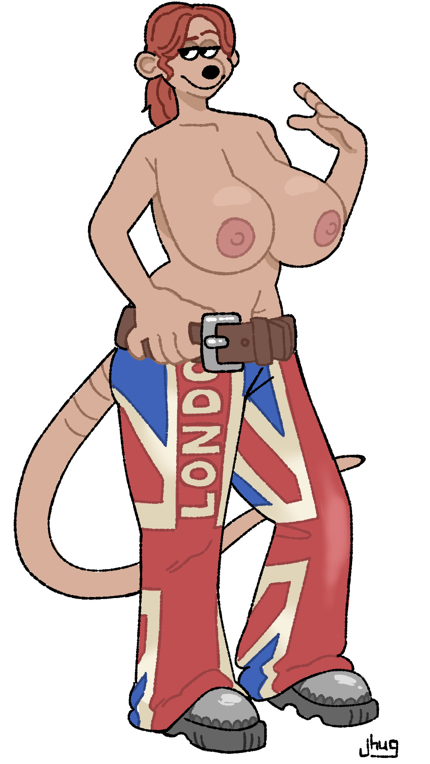 aardman_animations absurd_res anthro bedroom_eyes big_breasts big_butt breasts butt clothed clothing female flushed_away hair hi_res jhuggle mammal murid murine narrowed_eyes rat red_hair rita_malone rodent seductive smug solo topless