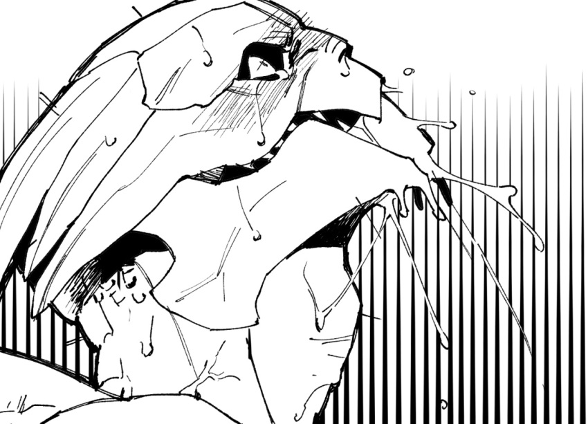 alien black_and_white bodily_fluids digital_media_(artwork) kaan_rawy male mass_effect monochrome motion_lines nihlus_kryik not_furry simple_background solo surprise sweat tears turian video_games white_background