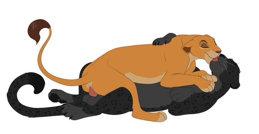 alpha_channel black_body black_fur disney dominant dominant_female duo embrace eyes_closed felid female female_on_top feral french_kissing fur happy happy_sex hi_res hug kiara kissing lion malaika4 male male/female mammal melanistic on_top pantherine paw_on_back radixpanther radixpanther_(character) sex smile the_lion_king tongue tongue_out