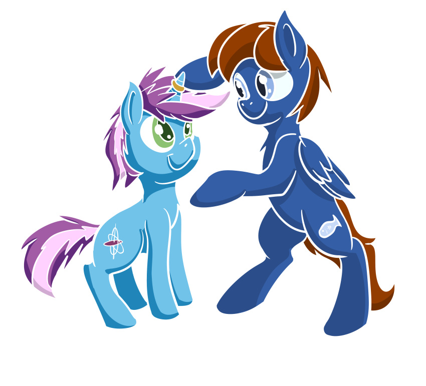 absurd_res alpha_channel blue_body brown_hair cutie_mark doesnotexist duo equid equine fan_character feral flowbish green_eyes gyro_tech gyrotech hair hasbro hi_res hooves horn male mammal mane my_little_pony pegasus pink_hair quadruped ring seaward_skies unguligrade_legs unicorn unicorn_horn wings