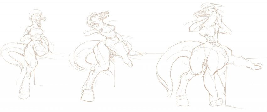 anthro anthro_to_taur beak breasts female hooves monochrome paws sequence sketch solo species_transformation taur transformation uglyshadow