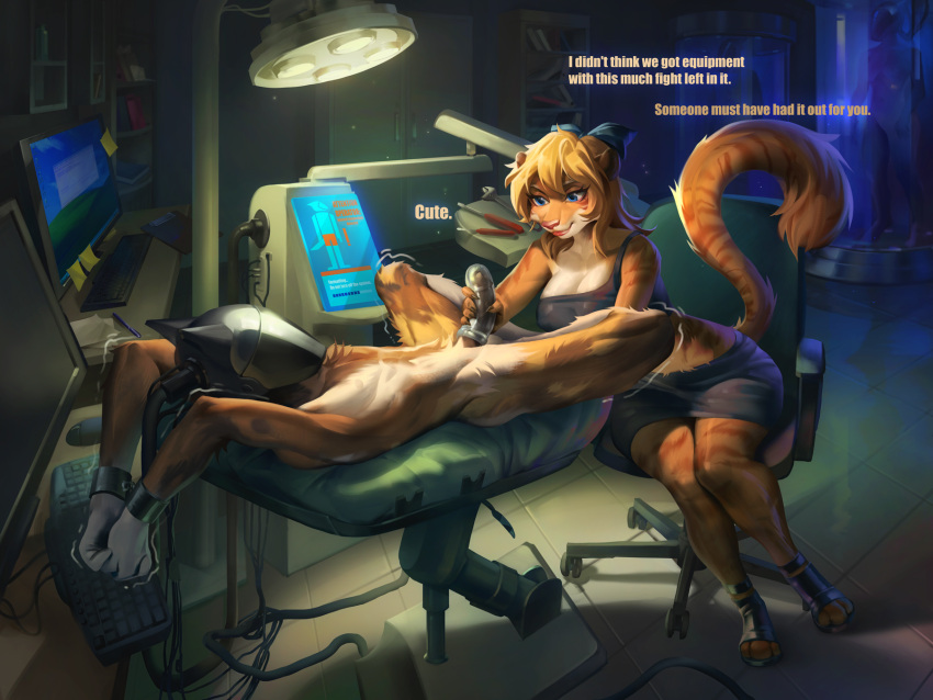 2021 4:3 african_wild_dog amazing_background anthro armor athletic black_penis blonde_hair blue_eyes bookshelf bottomwear bound bow_ribbon brainwashing breasts cable canid canine chair cleavage clipboard clothed clothing computer computer_monitor computer_mouse crop_top detailed_background dialogue dominant dominant_female drone dronification duo english_text faceless_character faceless_male fari_paredes felid female female_dominating_male footwear forced fur fur_pattern furniture fuzzy_tail genitals hair hand_on_penis handjob headgear headgear_only helmet helmet_only hi_res high_heeled_sandals high_heels horror_(theme) intelligence_loss keyboard laboratory larger_male male male/female mammal microsoft microsoft_windows mind_control miniskirt monitor mostly_nude multicolored_body multicolored_fur office_chair orange_body orange_fur painting_(artwork) pantherine penetrable_sex_toy penile penis post-it_note rape reprogramming restrained restraints round_ears sandals savrasova screwdriver sex sex_toy shaking shirt size_difference skirt small_waist smaller_female smile submissive submissive_male text thick_thighs tiger tools topwear traditional_media_(artwork) trembling twitching user_interface wide_hips windows_xp wire wrench