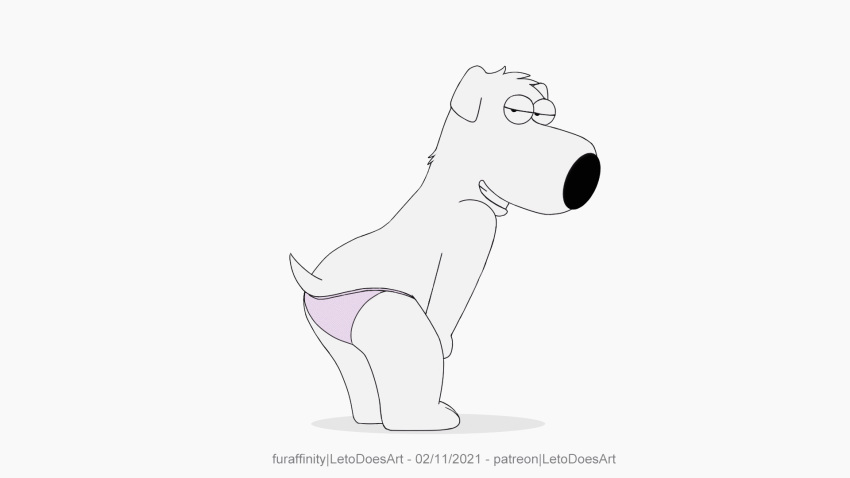 16:9 animated brian_griffin butt canid canine canis clothing domestic_dog family_guy hands_on_legs hi_res letodoesart looking_at_viewer looking_back male mammal panties pink_clothing pink_panties pink_underwear ruffled_fur short_playtime smile solo teeth text twerking underwear why widescreen