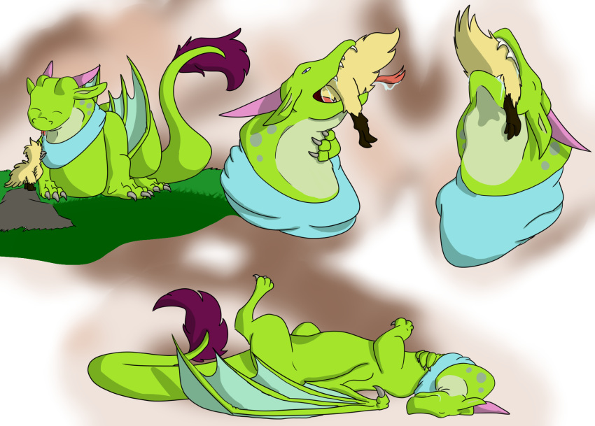 alpha_channel avian bird bodily_fluids dragon duo female hi_res lying male male/male on_back oral_vore outside platonic safe_vore saliva scarf soft_vore vore