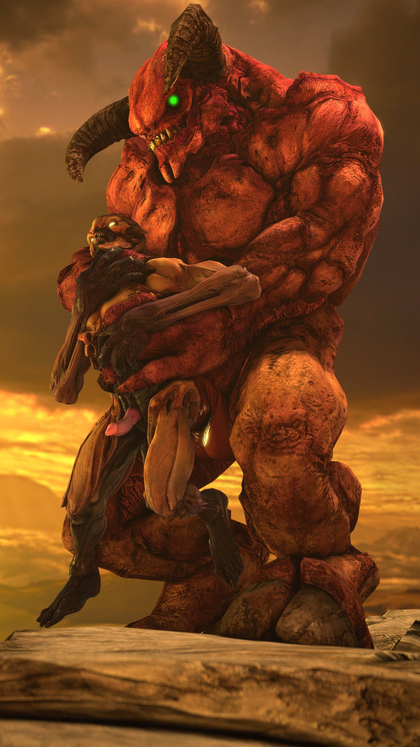 4k 9:16 absurd_res anal anal_penetration balls baron_of_hell big_dom_small_sub big_muscles cheap-wazoo demon dominant doom_(series) duo erection genitals glowing glowing_eyes green_eyes hi_res hooves horn huge_muscles id_software imp_(doom) lifted male male/male male_penetrated male_penetrating male_penetrating_male monster muscular muscular_male neck_grab nude outside penetration penis sex size_difference standing standing_sex torso_grab video_games white_eyes