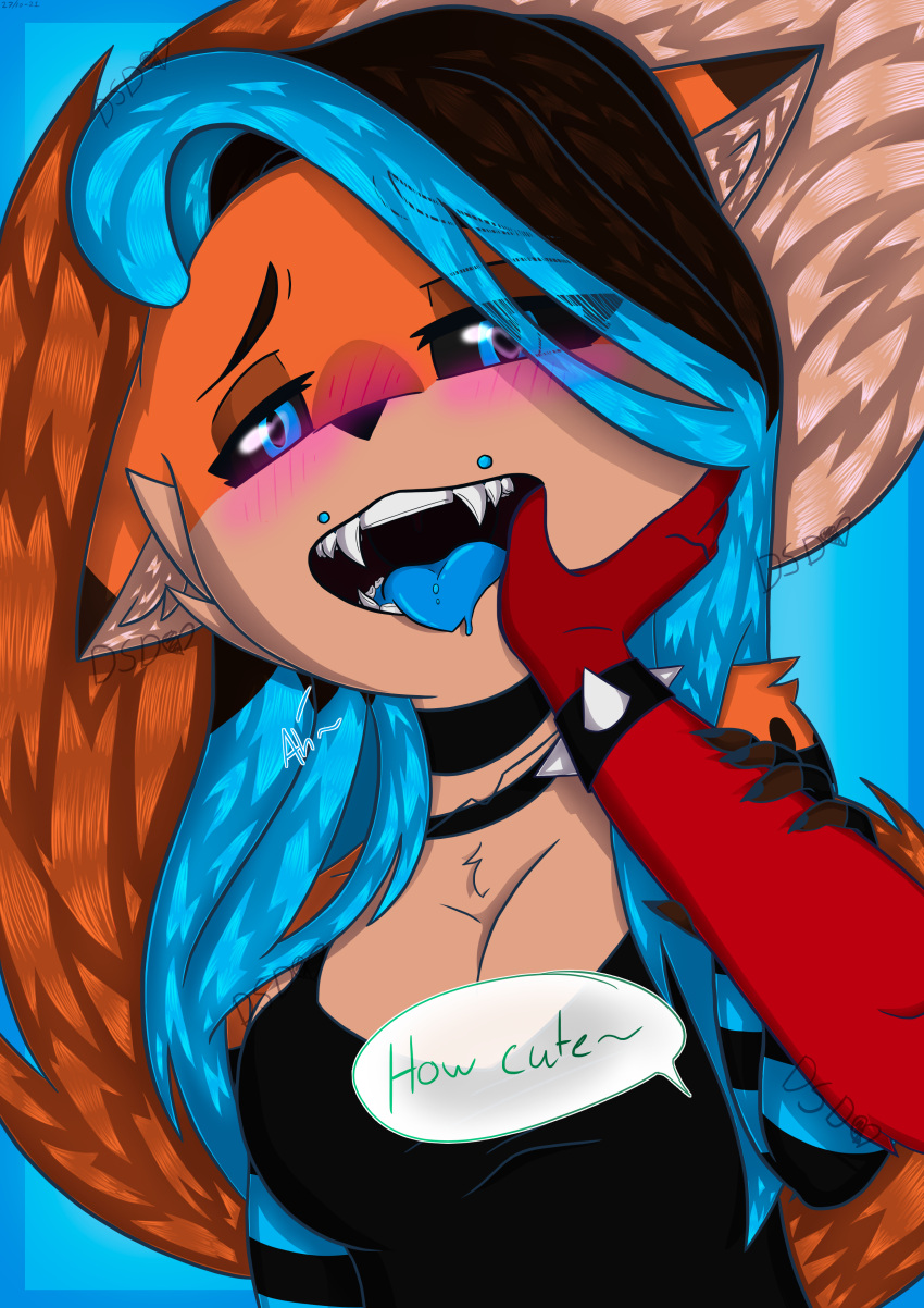 absurd_res anthro breasts canid canine clothed clothing duo female finger_in_mouth fish_hooking fur hair hi_res male male/female mammal nsfw_darkshadowdust open_mouth simple_background smile