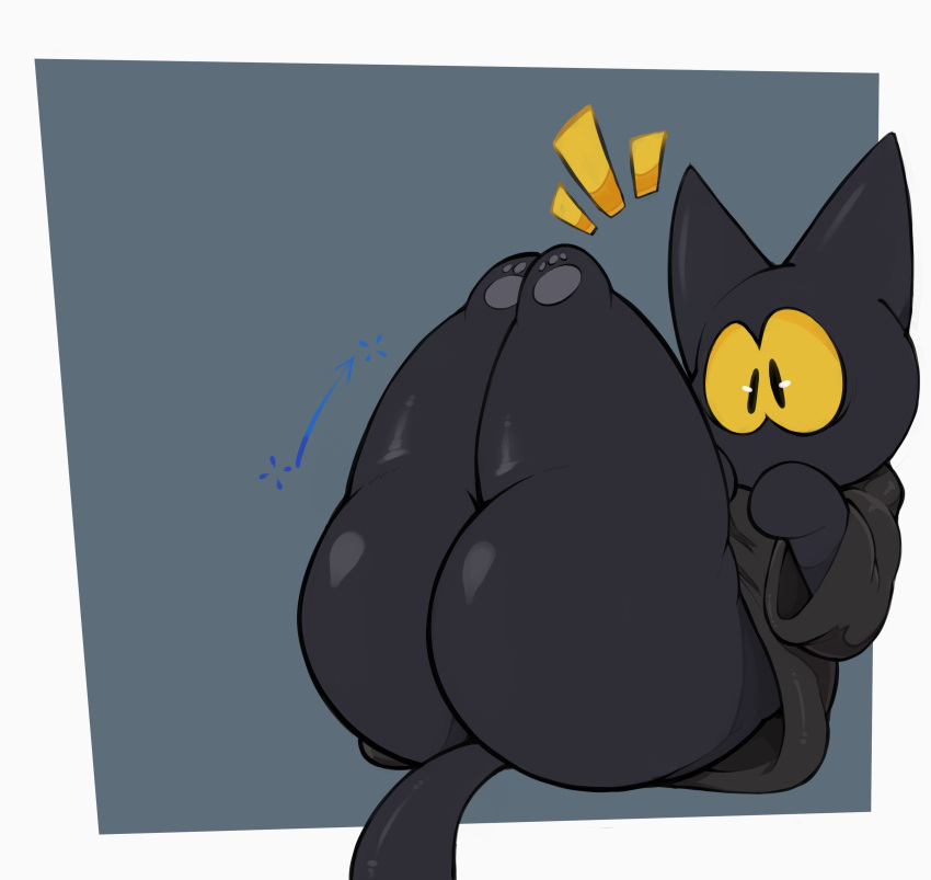 absurd_res anthro big_butt bottomless butt clothed clothing domestic_cat felid feline felis female google google_doodle hi_res huge_butt huge_thighs magic_cat_academy mammal momo_(google) raised_leg simple_background solo thick_thighs virito yellow_sclera