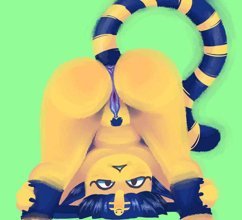 animal_crossing ankha_(animal_crossing) anthro domestic_cat felid feline felis female genitals head_down_ass_up hi_res livzkat_(artist) mammal nintendo pussy solo video_games