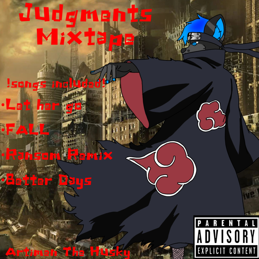 1:1 akatsuki album album_cover anthro artimen artimenthehusky canid canine canis colored_nails cover domestic_dog hi_res husky male mammal music nails naruto nordic_sled_dog rap rap_music safe_(disambiguation) solo song songs spitz youtube youtuber