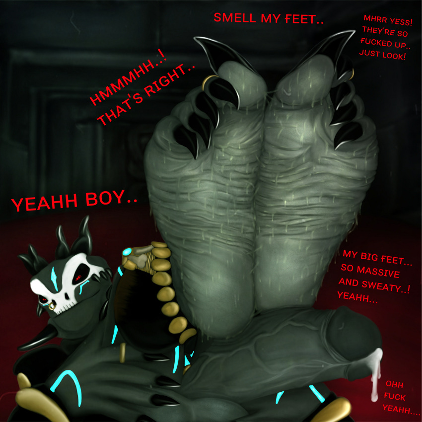 1:1 5_fingers 5_toes absurd_res anthro argonian balls barefoot bethesda_softworks big_penis black_claws black_nails bodily_fluids claws colored_nails cum digit_ring english_text erection feet fingers foot_fetish foot_focus genital_fluids genitals grey_balls grey_penis hi_res horny_(disambiguation) humanoid humanoid_genitalia humanoid_hands humanoid_penis jewelry lizard male musk nails penis precum profanity qeth qeth-wyrm qethwyrm666 red_eyes reptile ring scalie smelly soles solo sweat sweaty_feet teasing text the_elder_scrolls toe_claws toe_ring toes video_games wrinkled_feet