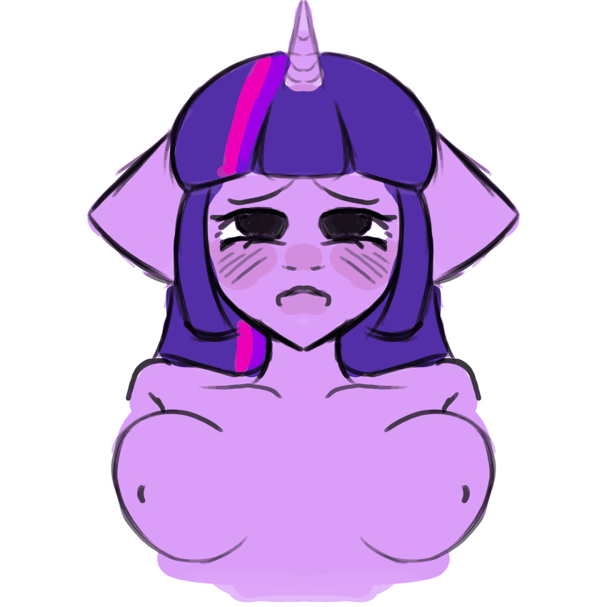 1:1 ahegao animated anthro big_breasts blush bounce breasts collarbone ears_down female friendship_is_magic hasbro hi_res horn komiko komikoe looking_pleasured my_little_pony nipples open_mouth pivoted_ears short_playtime solo twilight_sparkle_(mlp)