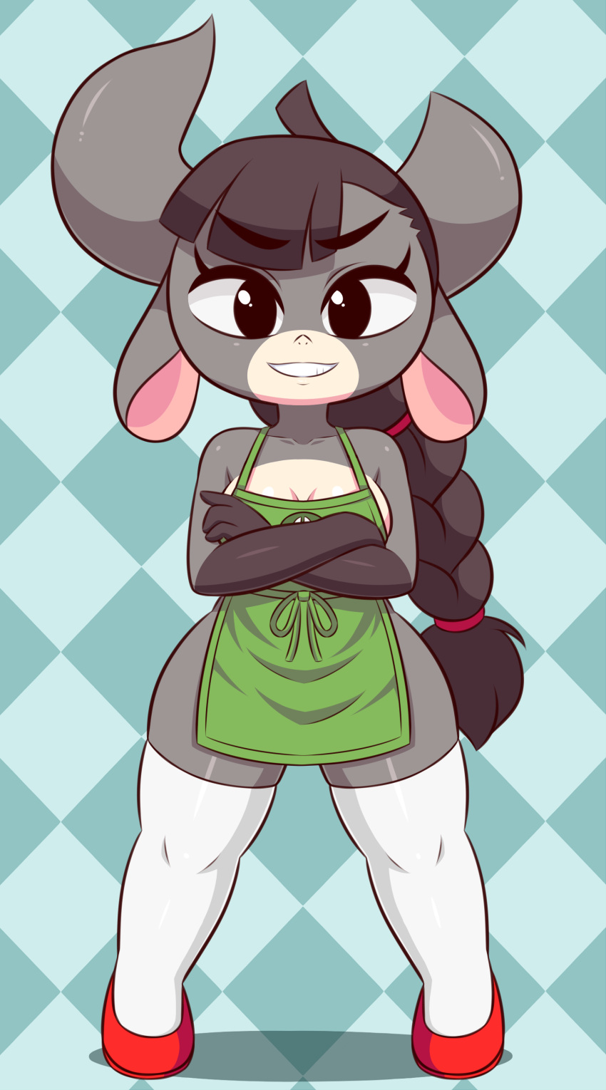absurd_res anthro apron bovid bovine cattle clothed clothing female fur hair hi_res huitu_c legwear mammal starbucks stockings thick_thighs wide_hips x&igrave;ngy&ugrave;n xingzuo_temple