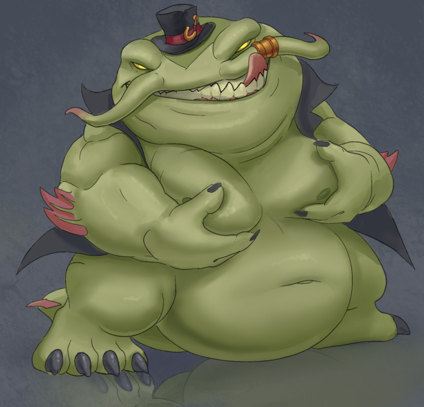 2020 3_fingers 4_toes anthro arm_fins barbel_(anatomy) belly big_belly big_deltoids big_head big_mouth_(anatomy) big_muscles big_quads black_claws black_clothing black_hat black_headwear black_jacket black_topwear bottomless bottomless_anthro bottomless_male catfish claws clothed clothed_anthro clothed_male clothing colored digital_drawing_(artwork) digital_media_(artwork) dipstick_whiskers facial_markings feet fin fingers fish flesh_whiskers full-length_portrait gold_(metal) gold_jewelry gold_ring green_arms green_belly green_body green_chest green_face green_feet green_fingers green_hands green_legs green_markings green_neck green_nipples green_scales green_tail green_toes green_whiskers grey_background gums hand_on_pecs hat head_markings headgear headwear hi_res huge_biceps huge_muscles hyper hyper_belly jacket jewelry league_of_legends licking licking_lips light looking_at_viewer male marine markings multicolored_body multicolored_scales muscular muscular_anthro muscular_male navel nipples no_pupils no_sclera obese obese_anthro obese_male open_mouth open_smile overweight overweight_anthro overweight_male pec_squeeze pink_gums pink_tongue plantigrade portrait pose purple_body purple_markings purple_scales purple_whiskers raylor_7 reflection riot_games scales scalie shaded sharp_teeth simple_background smile smiling_at_viewer standing suggestive suggestive_pose tahm_kench_(lol) tail_fin teeth three-quarter_view toes tongue tongue_out topwear two_tone_body two_tone_scales two_tone_whiskers video_games whisker_markings whisker_ring yellow_eyes