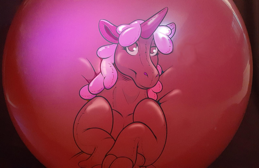 balloon balloonicorn bloo calbeck equid equine female feral horn inflatable inflation mammal pool_toy unicorn