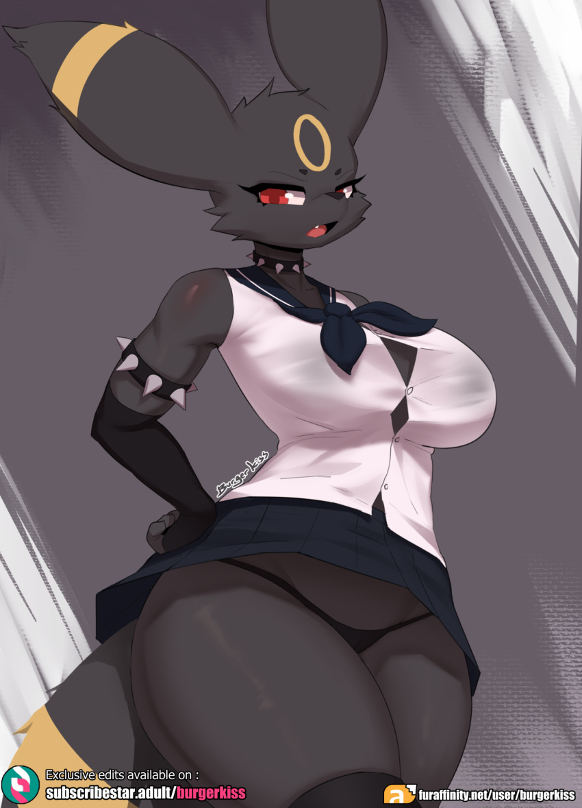 anthro breasts burgerkiss canid canine clothing conditional_dnp digital_media_(artwork) eeveelution female hi_res mammal nintendo pok&eacute;mon pok&eacute;mon_(species) school_uniform shaded umbreon uniform video_games