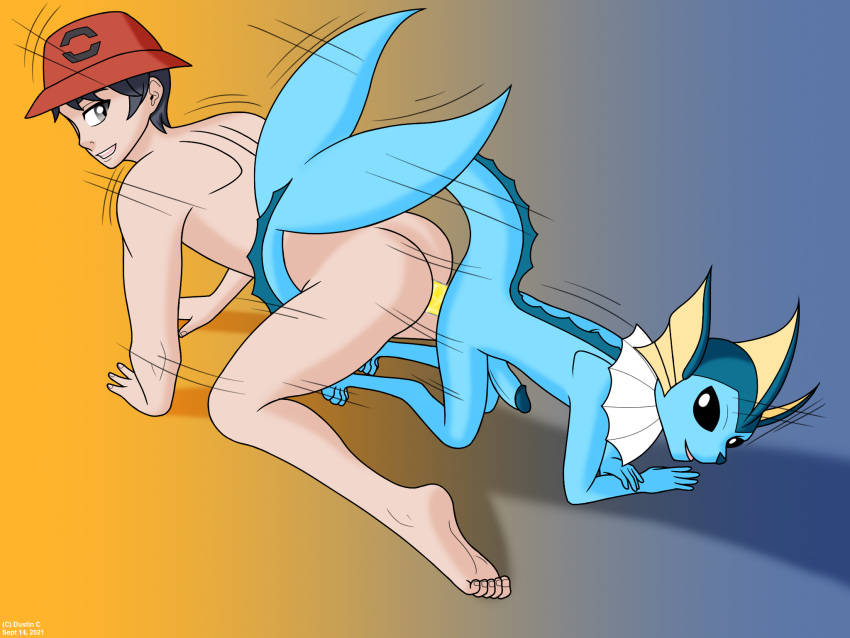 4:3 anal anal_masturbation anal_penetration anthro anthro_penetrated anthrofied blue_body butt dildo dildo_in_ass dildo_insertion duo dustin_c eeveelution elio_(pok&eacute;mon) erection genitals hi_res human human_on_anthro human_penetrated humanoid_genitalia humanoid_penis interspecies male male/male male_penetrated male_penetrating mammal masturbation motion_lines nintendo nude open_mouth penetration penis pok&eacute;mon pok&eacute;mon_(species) pok&eacute;morph pok&eacute;philia sex sex_toy sex_toy_in_ass sex_toy_insertion simple_background smile tail_grab vaporeon video_games