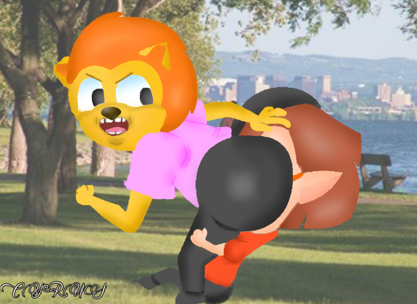 anonymous_artist anthro cyrus_the_lion digital_drawing_(artwork) digital_media_(artwork) digital_painting_(artwork) duo fart fart_fetish fart_joke fart_sniffing farting_on_face felid lion male male/male mammal mouse murid murine pantherine rodent sega sonic_the_hedgehog_(series) sonic_underground tamers12345 trevor_the_mouse