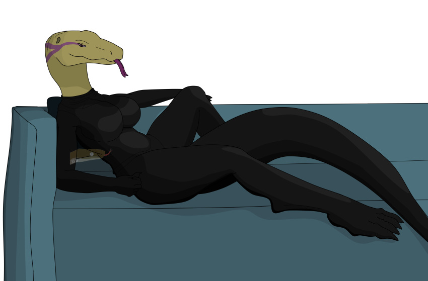 absurd_res alpha_channel anthro breasts clothed clothing female hi_res komodo_dragon lizard looking_at_viewer monitor_lizard non-mammal_breasts reptile rubber rubber_clothing rubber_suit scalie simple_background solo thegamingzilla tongue tongue_out