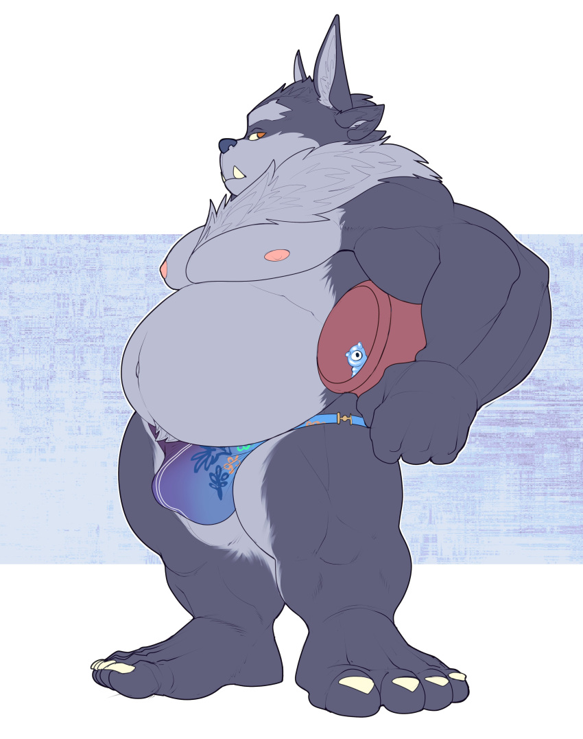 2021 4_ears 4_fingers 4_toes absurd_res anthro barefoot belly big_belly big_biceps big_bulge big_calves big_deltoids big_muscles big_pecs big_quads big_triceps blue_background blue_clothing blue_speedo blue_swimwear bristol brown_eyes bulge chest_tuft chubby_anthro chubby_male claws closed_frown clothed clothed_anthro clothed_male clothing colored digital_drawing_(artwork) digital_media_(artwork) duo ear_tuft eyebrows feet fingers flat_colors full-length_portrait green_clothing green_speedo green_swimwear grey_arms grey_belly grey_chest grey_ears grey_eyebrows grey_face grey_feet grey_fingers grey_hands grey_inner_ear grey_legs grey_neck grey_nose grey_pubes grey_toes head_tuft hi_res holding_object humanoid_feet humanoid_hands inner_ear_fluff lifewonders looking_aside looking_at_viewer male male_anthro mammal multi_ear multicolored_clothing multicolored_speedo multicolored_swimwear musclegut muscular muscular_anthro muscular_male navel neck_tuft nipples no_pupils orange_clothing orange_speedo orange_swimwear pecs pink_nipples plantigrade portrait simple_background skimpy solo_focus standing swimwear thick_eyebrows three-quarter_view tight_clothing toes tokyo_afterschool_summoners topless topless_anthro topless_male tsathoggua tuft tusks video_games white_background white_claws white_clothing white_speedo white_swimwear white_tusks