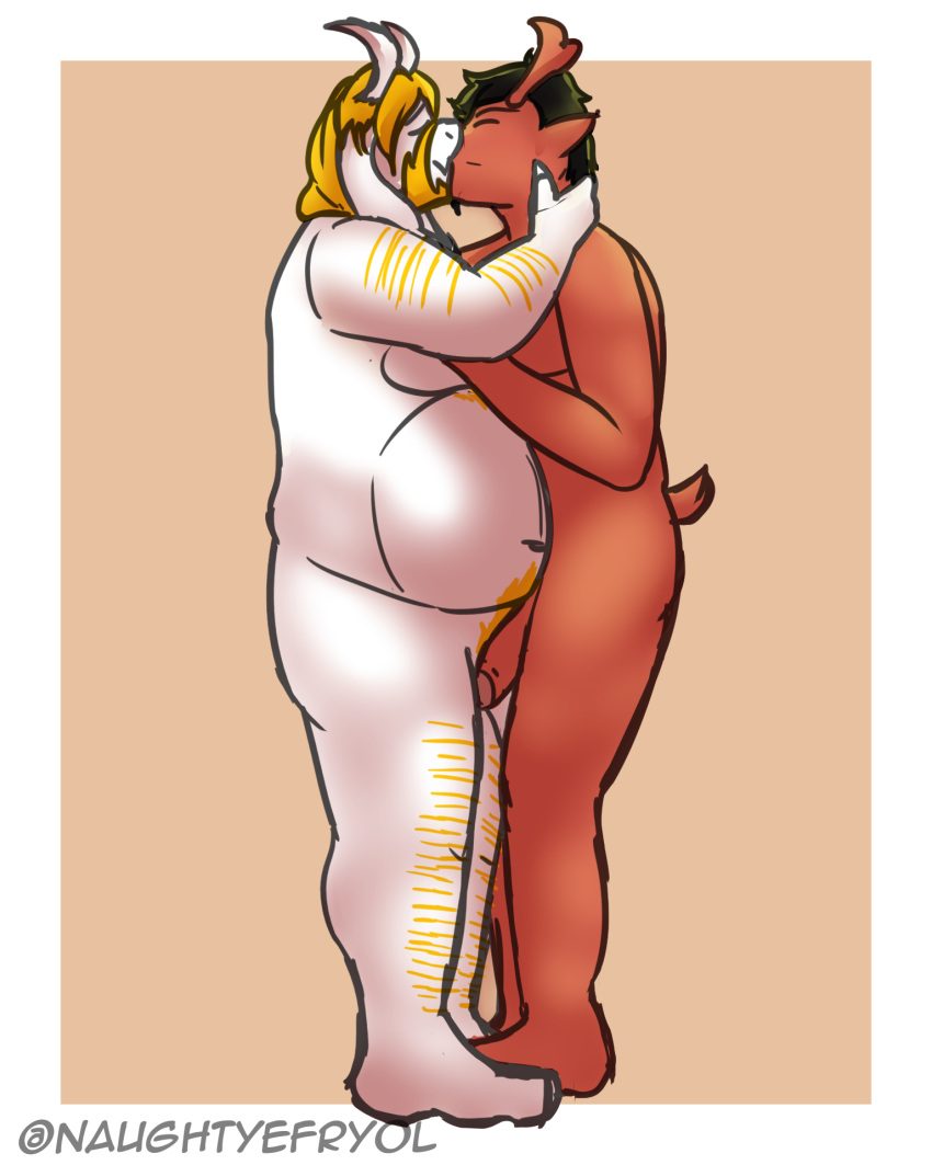 anthro anthro_on_anthro asgore_dreemurr beard blonde_hair bovid caprine cervid deltarune duo efryol eyebrows facial_hair frottage fur genitals goat hair hi_res horn humanoid_genitalia humanoid_penis kissing long_ears making_out male male/male mammal muscular navel penis rudolph_holiday sex slightly_chubby stripes undertale undertale_(series) video_games