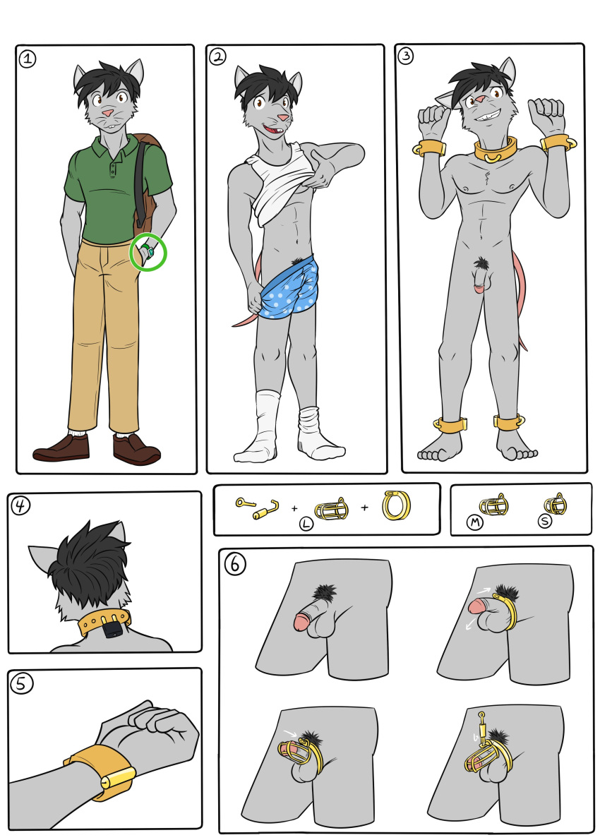 absurd_res accessory ankle_cuffs anthro backpack balls bottomwear boxers_(clothing) chastity_cage chastity_device circumcised clothed clothing clothing_lift cock_ring diagram flaccid footwear fully_clothed fuze genitals hi_res humanoid_genitalia humanoid_penis jewelry key lock male mammal mouse murid murine navel nipples nude padlock pants partially_clothed penis penis_accessory penis_jewelry polo_shirt pubes restraints rodent shackles shirt shirt_lift shoes simple_background socks solo tank_top topwear underwear underwear_down undressing white_background wrist_cuff