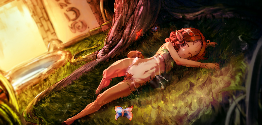 abs absurd_res activision ambient_arthropod ambient_insect animal_humanoid arthropod bodily_fluids breasts brown_hair cum cum_covered cum_in_hair cum_on_chest cum_on_own_chest cum_on_self detailed_background diathorn elora faun female genital_fluids genitals grass hair hi_res hooves humanoid insect lying messy navel plant pubes pussy sleeping small_breasts solo spyro_the_dragon tree v-cut video_games wide_hips young