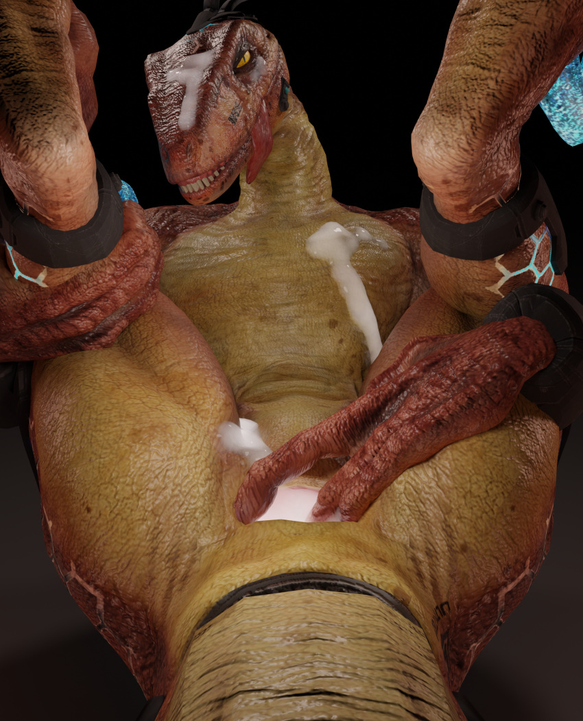 3d_(artwork) animal_genitalia big_tongue bodily_fluids cloaca cum cum_in_cloaca cum_inside cum_on_chest cum_on_face cybernetics cyborg digital_media_(artwork) dinosaur dromaeosaurid female feral genital_fluids genitals hi_res killer_instinct long_tongue looking_at_viewer machine microsoft nude rareware reptile reptilligator riptor scalie simple_background smile solo spread_cloaca spreading theropod tongue velociraptor video_games xbox_game_studios yellow_eyes