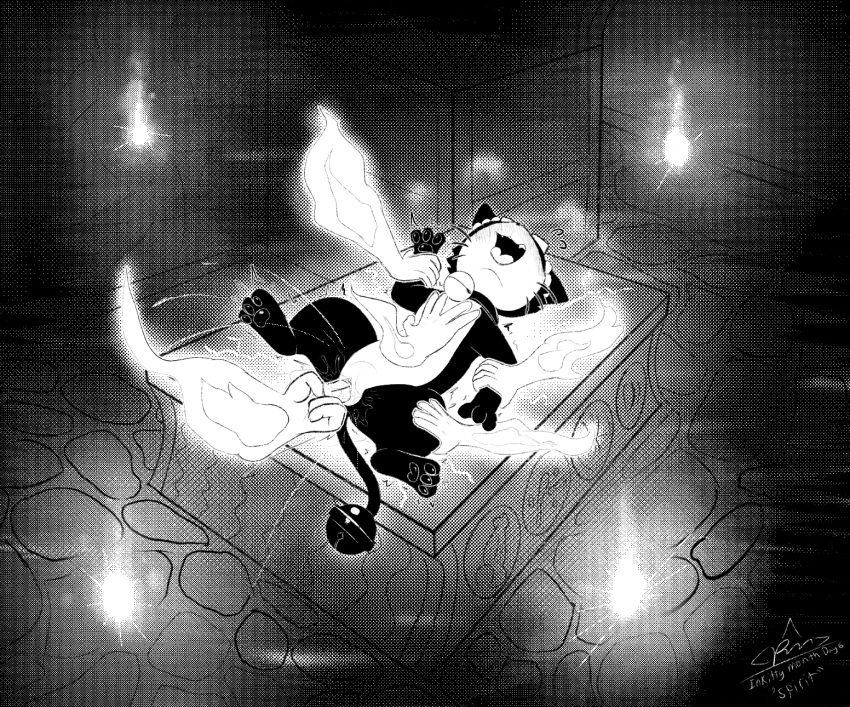 altar bell beta_pok&eacute;mon_(species) beta_pok&eacute;mon_games black_and_white blush bodily_fluids disembodied_hand ejaculation eyewear felid female feral fingering genital_fluids genitals glasses hi_res inktober looking_pleasured mammal monochrome nintendo pawpads penetration pinned pok&eacute;mon pok&eacute;mon_(species) pok&eacute;mon_gold_beta pussy pussy_ejaculation pussy_juice rinrin_(pok&eacute;mon_gold_beta) rymherdier rynring smile solo_focus spirit vaginal vaginal_fingering video_games will-o-wisp