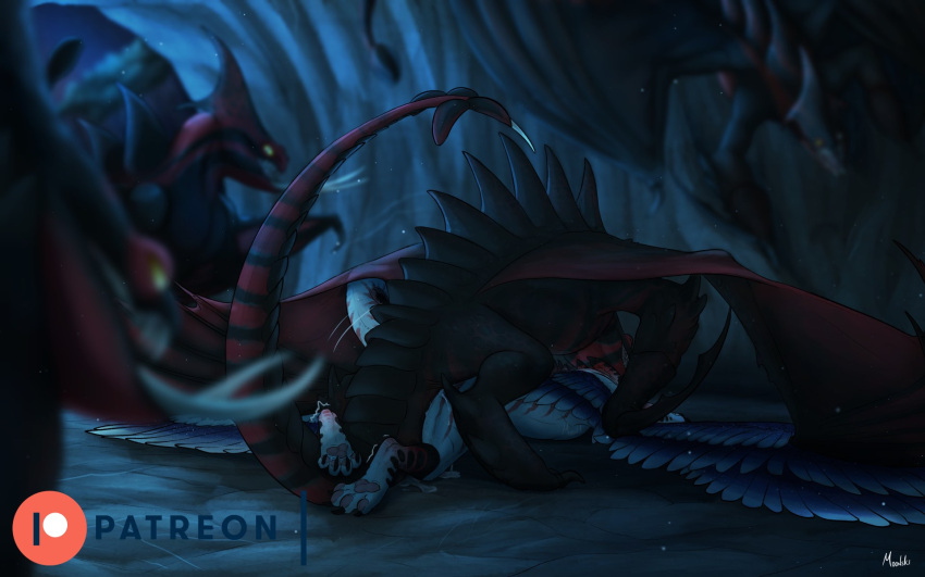 anal anal_penetration blurred_foreground bodily_fluids claws cum cum_in_ass cum_inside danie_(moonski) deathgripper dragon dreamworks duo feet female female_penetrated feral feral_on_feral genital_fluids group hi_res how_to_train_your_dragon male male/female male_penetrating male_penetrating_female moonski night_fury patreon pawpads paws penetration roaring saliva scalie teeth western_dragon