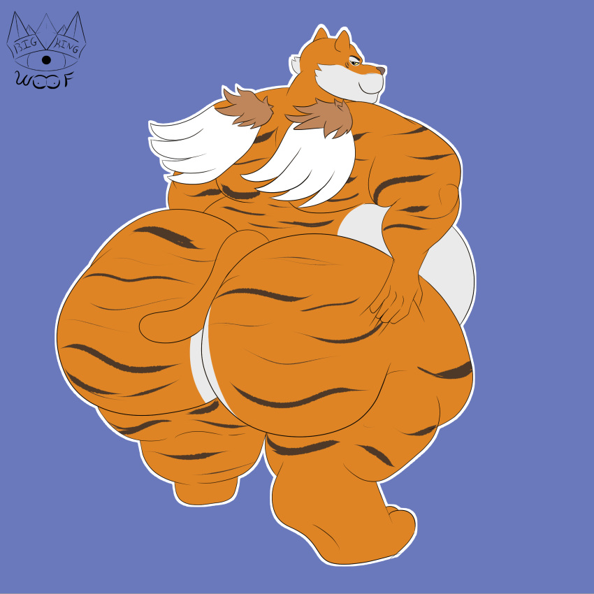 1:1 absurd_res anthro bigkingwoof butt felid hi_res male mammal morbidly_obese nestle_killa nude obese overweight pantherine solo tiger wings