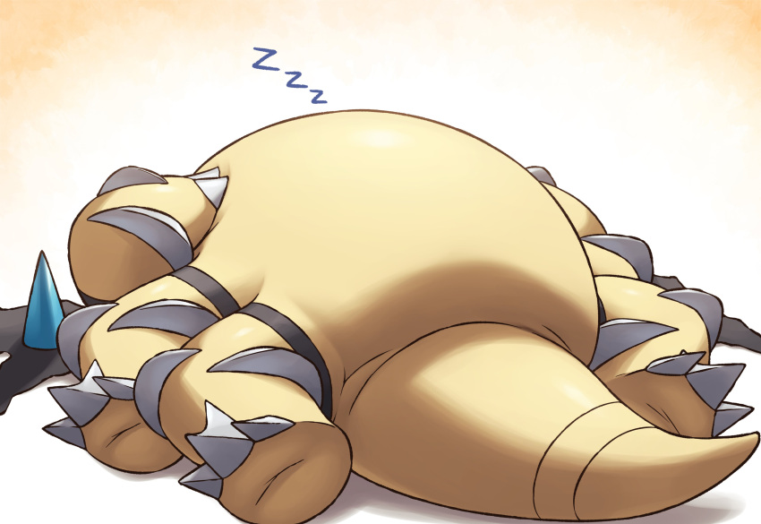 3_toes 6_legs absurd_res altered_forme_giratina ambiguous_gender belly claws featureless_crotch feet feral giratina gold_claws hi_res legendary_pok&eacute;mon lying nintendo on_back on_ice_(artist) pok&eacute;mon pok&eacute;mon_(species) shiny_pok&eacute;mon sleeping slightly_chubby solo sound_effects toe_claws toes video_games yellow_body zzz