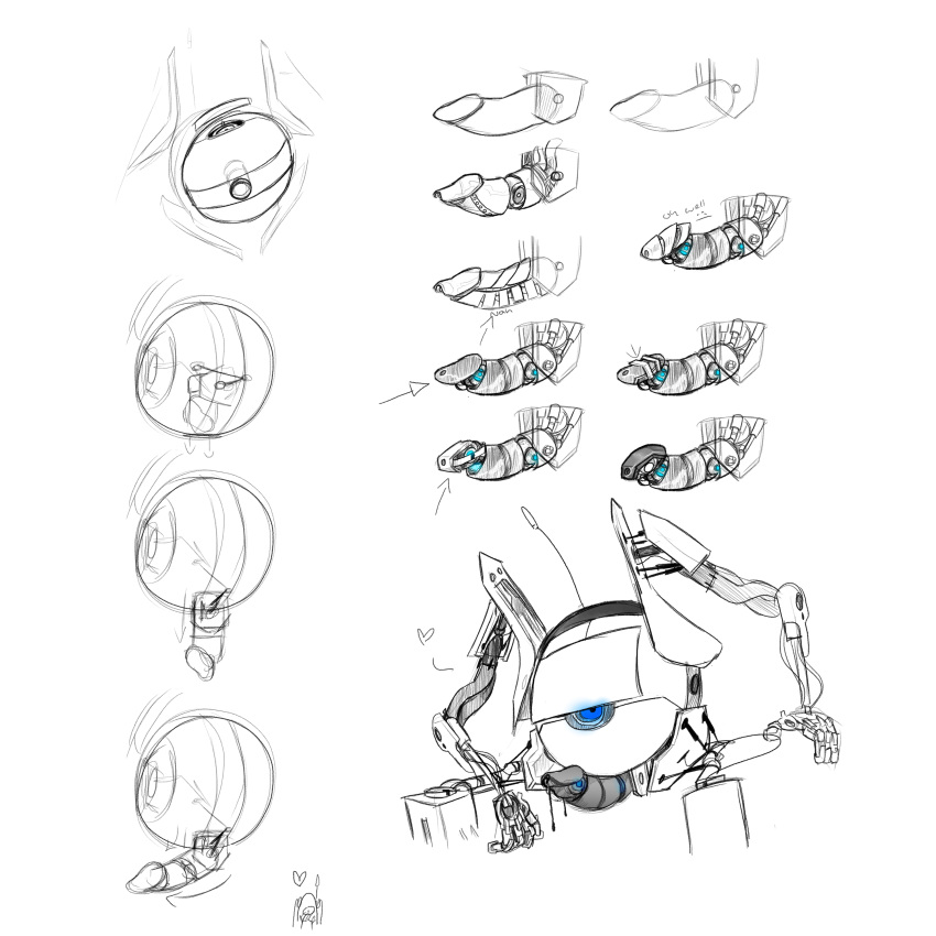 1:1 1_eye absurd_res ai_core_(portal) atlas_(portal) bodily_fluids dripping erection genital_fluids genitals glowing glowing_eyes hi_res humanoid keroa machine male not_furry penis portal_(series) precum precum_drip robot robot_humanoid sketch_page solo valve video_games