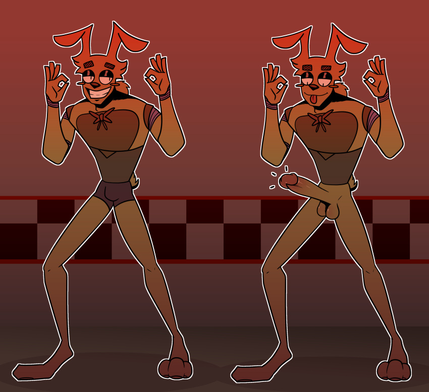 absurd_res animatronic anthro balls bow_tie ciroking clothed clothing eyebrows five_nights_at_freddy's five_nights_at_freddy's_3 genitals glistening glistening_genitalia glistening_penis gradient_background hi_res lagomorph leporid machine male mammal model_sheet mrdu3 pattern_background paws penis rabbit robot scut_tail short_tail simple_background solo springtrap_(fnaf) tongue tongue_out underwear underwear_only video_games