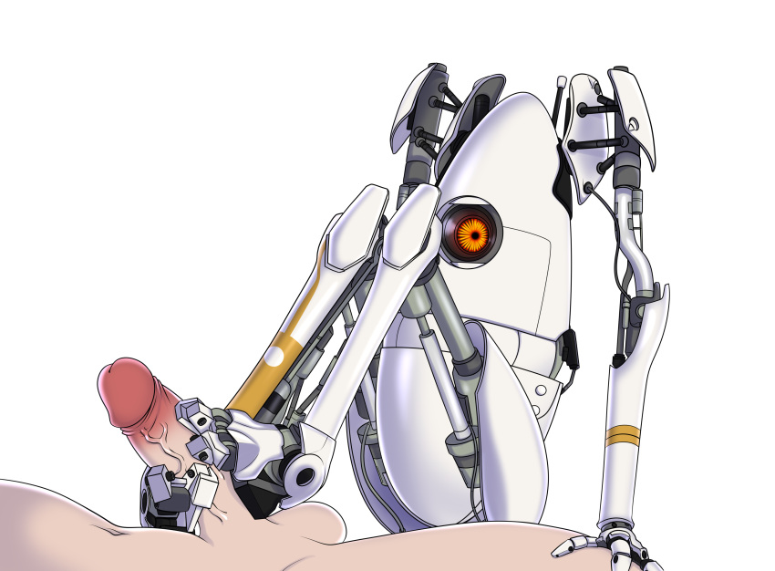 1_eye 2020 absurd_res ai_core_(portal) ambiguous_focus ambiguous_gender animatronic balls duo dzk erection faceless_character faceless_human faceless_male foot_fetish foot_play footjob genitals glans hi_res human human_on_humanoid humanoid interspecies machine male male/ambiguous mammal not_furry p-body_(portal) penis portal_(series) retracting_foreskin robot robot_humanoid sex simple_background solo_focus valve vein veiny_penis video_games white_background