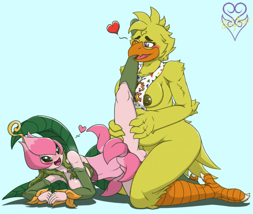 4_fingers 4_toes 5_toes alternate_species anthro anthrofied anus areola arm_tuft avian bandai_namco beak bedroom_eyes bib big_breasts big_butt biped bird blush bodily_fluids bottomwear breasts butt chica_(fnaf) chicken claws clothed clothing digimon digimon_(species) dress duo elbow_tufts elemental_creature elemental_humanoid eyebrows eyelashes fairy feather_hands feathers feet female female/female fingers five_nights_at_freddy's flora_fauna flower flower_creature flower_humanoid fur furrification galliform gallus_(genus) genital_fluids genitals hair humanoid humanoid_genitalia humanoid_pussy knock-kneed lillymon lying machine mature_anthro mature_female narrowed_eyes nipples non-mammal_breasts nude on_back open_beak open_mouth orange_beak overweight overweight_female phasianid pink_pussy pink_tongue plant plant_humanoid plump_labia pose pubes purple_eyes pussy pussy_juice seductive sex skirt slightly_chubby smile tail_feathers thevgbear thick_thighs toes tongue tribadism tuft vaginal video_games white_claws wide_hips wings yellow_body yellow_feathers yellow_pubes