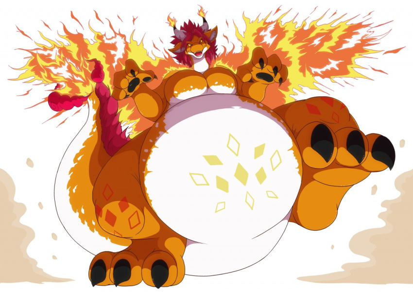 2020 2_horns 3_toes 4_fingers belly big_belly big_breasts biped breasts claws curvy_figure digital_media_(artwork) dragon fan_character featureless_breasts featureless_crotch feet female feral finger_claws fingers fire flaming_tail flaming_wings foot_focus foreshortening gigantamax_charizard gigantamax_pok&eacute;mon hair horn huge_breasts huge_thighs low-angle_view mighty_creation misha_(misha) multicolored_body multicolored_scales nintendo non-mammal_breasts open_mouth open_smile orange_body orange_scales overweight overweight_female overweight_feral pink_eyes pink_hair pink_tongue pok&eacute;mon pok&eacute;mon_(species) reptile scales scalie semi-anthro shaded simple_background smile solo thick_thighs toe_claws toes tongue video_games voluptuous white_background white_body white_scales wide_hips wings worm's-eye_view yellow_body yellow_scales yellow_sclera