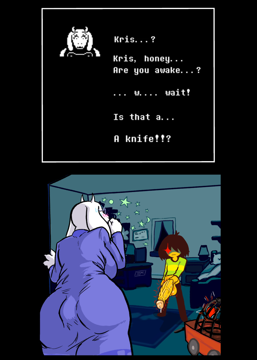 absurd_res age_difference anthro balls bedroom big_balls big_breasts big_butt big_penis blush bodily_fluids bovid breasts brown_hair butt caprine clothing deltarune dialogue dialogue_box digital_media_(artwork) dripping duo erection female fur genital_fluids genitals hair hi_res holding_penis huge_balls huge_penis human humanoid_genitalia humanoid_penis hyper hyper_genitalia hyper_penis kris_(deltarune) long_penis male male/female mammal mature_female mommy_kink monster_girl_(genre) mother mother_and_child mother_and_son older_female parent parent_and_child penis penis_grab precum precum_drip purple_clothing red_eyes retracted_foreskin side_boob size_difference son surprise technical_incest teenager text text_box thick_penis throbbing_penis toriel ttherandom ttherandom_artist undertale undertale_(series) vein veiny_penis video_games white_body white_fur yellow_body yellow_skin young younger_male