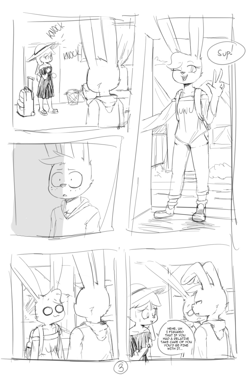 2021 agidyne angry anthro clothing cloud comic cousins dialogue dress female furniture head_tuft hi_res hoodie lagomorph male mammal monochrome mother mother_and_child mother_and_son parent parent_and_child rose_(agidyne) shoulderless_shirt sofa son stephen_(agidyne) sun_hat sundress text topwear trash_can travel_bag tuft uwu