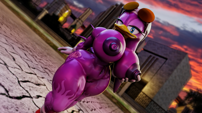 16:9 avian big_breasts big_butt breasts butt city curvy_figure eyewear female female_focus hi_res hourglass_figure huge_breasts huge_butt huge_nipples non-mammal_breasts non-mammal_nipples outside palisal public public_nudity sega solo sonic_riders sonic_the_hedgehog_(series) sunglasses thick_thighs wave_the_swallow widescreen