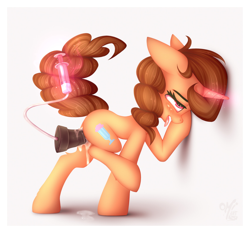 2021 border brown_hair buttercup_shake_(oc) cumlube cutie_mark dildo dildo_in_pussy dildo_insertion equid equine fan_character female feral genitals hair hasbro hi_res hooves horn magic magic_user mammal my_little_pony omiart open_mouth penetration pussy quadruped red_eyes sex_toy sex_toy_in_pussy sex_toy_insertion simple_background solo standing tan_body tongue tongue_out unicorn vaginal vaginal_penetration white_background white_border