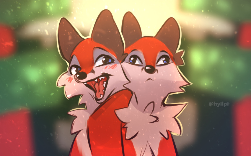 2021 blush canid canine duo feral fox fox_(minecraft) fur hi_res hyilpi light lighting mammal microsoft minecraft mojang open_mouth open_smile orange_body orange_fur shaded smile teeth tongue video_games white_body white_fur xbox_game_studios