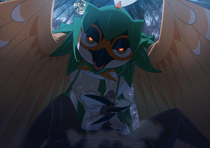 ambiguous_gender anthro beak biped bodily_fluids bottomless bottomless_human bottomless_male claws clothed clothing decidueye dominant dominant_ambiguous dominant_anthro duo erection feathered_wings feathers first_person_view foot_fetish foot_play footjob full_moon genitals hi_res human human_on_anthro human_pov humanoid_genitalia humanoid_penis interspecies katahane3 looking_at_viewer lying male male/ambiguous male_on_anthro male_pov mammal moon night nintendo nude open_mouth outside penis plant pok&eacute;mon pok&eacute;mon_(species) saliva semi-anthro sex shaded shirt sky spread_legs spread_wings spreading submissive submissive_human submissive_pov talons toe_claws tongue topwear torn_clothing torn_shirt torn_topwear tree video_games wings