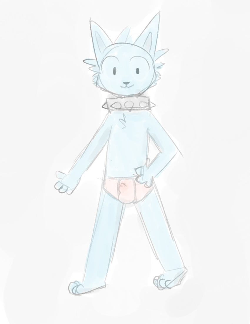 anthro bulge character_name:fuffy clothed clothing collor gayboiarts hi_res male partially_clothed sketch solo underwear