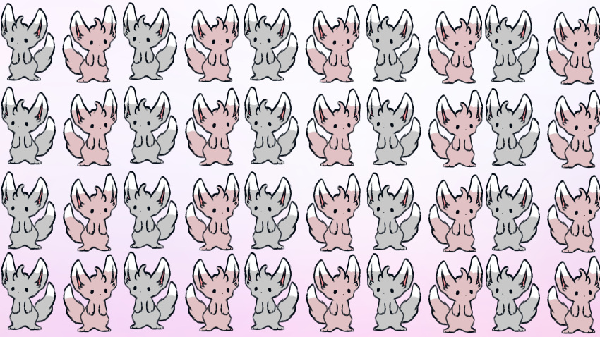 16:9 ambiguous_gender anthro eeveelution fluffy fluffy_tail fur fur_markings grey_body grey_fur group hi_res mammal markings minccino nintendo pink_body pink_fur pok&eacute;mon pok&eacute;mon_(species) rodent simple_background simple_eyes snoiifoxxo video_games wallpaper white_body white_fur widescreen